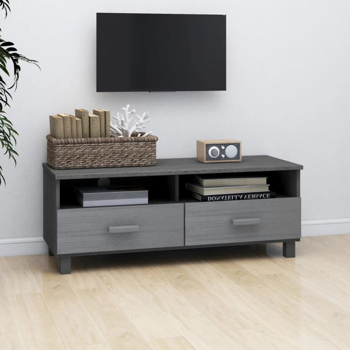 Tv Cabinet ?hamar’ Dark Grey 106x40x40 Cm Solid Wood Pine