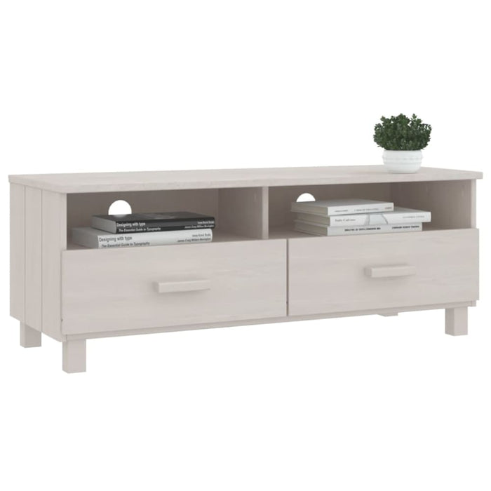Tv Cabinet ?hamar’ White 106x40x40 Cm Solid Wood Pine Tabalk