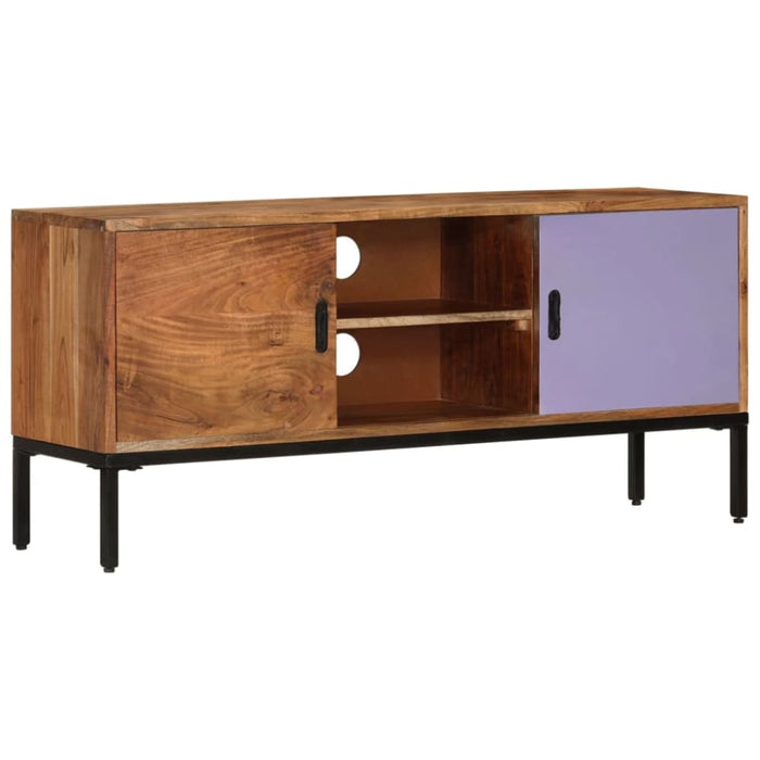 Tv Cabinet Honey Brown and Grey 110x30x50 Cm Solid Wood