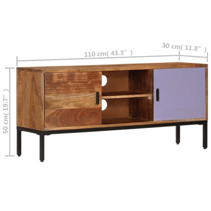 Tv Cabinet Honey Brown and Grey 110x30x50 Cm Solid Wood