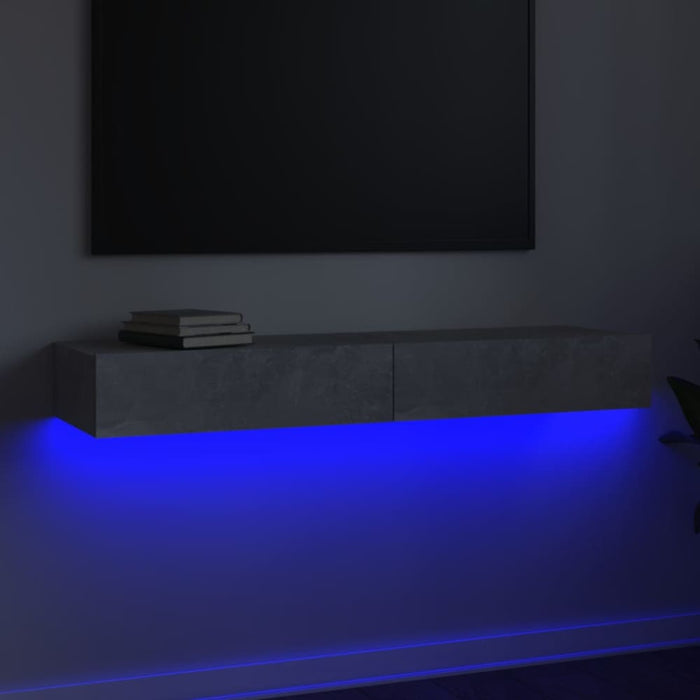 Tv Cabinet with Led Lights Concrete Grey 120x35x15.5 Cm