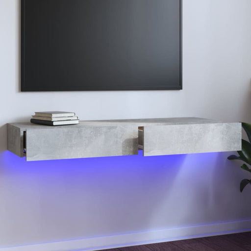 Tv Cabinet with Led Lights Concrete Grey 120x35x15.5 Cm
