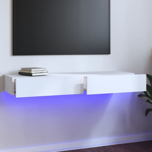Tv Cabinet with Led Lights White 120x35x15.5 Cm Ntxnlt