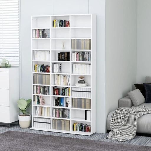 Cd Cabinet White 102x16x177.5 Cm Engineered Wood Nboiin
