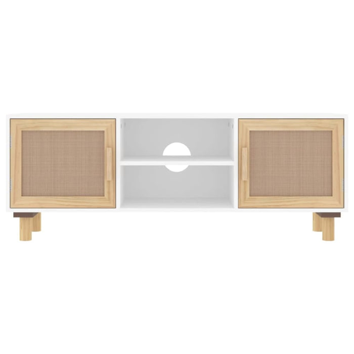 Tv Cabinet White 105x30x40 Cm Solid Wood Pine&natural