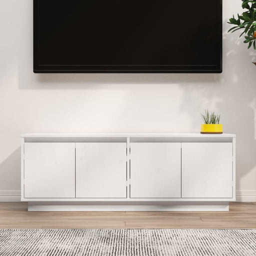 Tv Cabinet White 110x34x40 Cm Solid Wood Pine Notnpb
