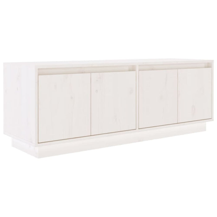 Tv Cabinet White 110x34x40 Cm Solid Wood Pine Notnpb