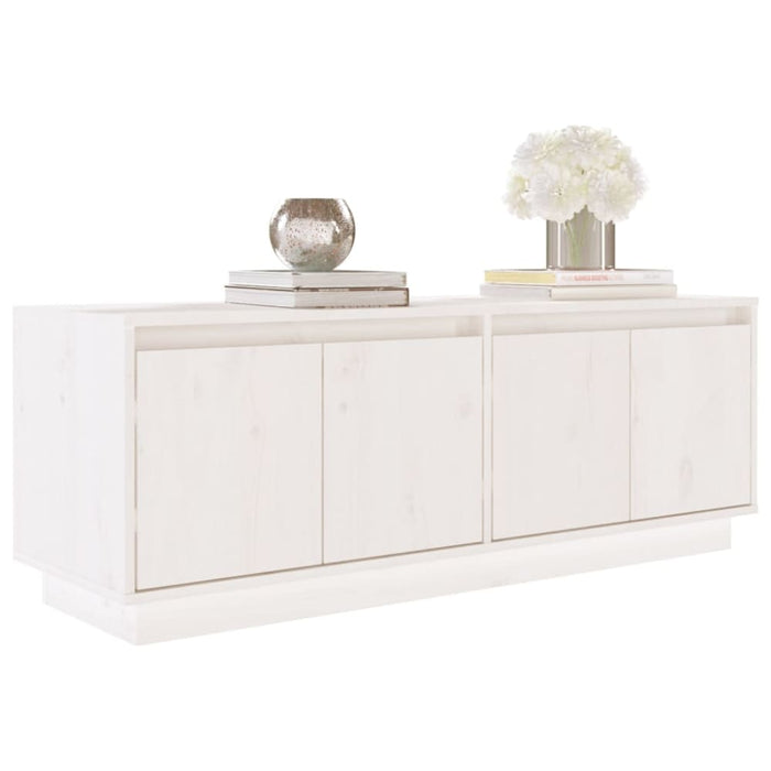 Tv Cabinet White 110x34x40 Cm Solid Wood Pine Notnpb