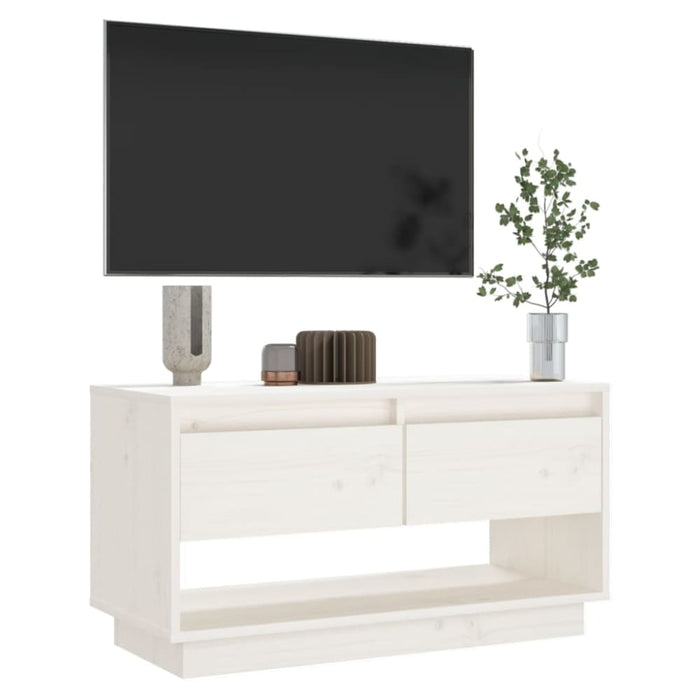Tv Cabinet White 74x34x40 Cm Solid Wood Pine Notnab