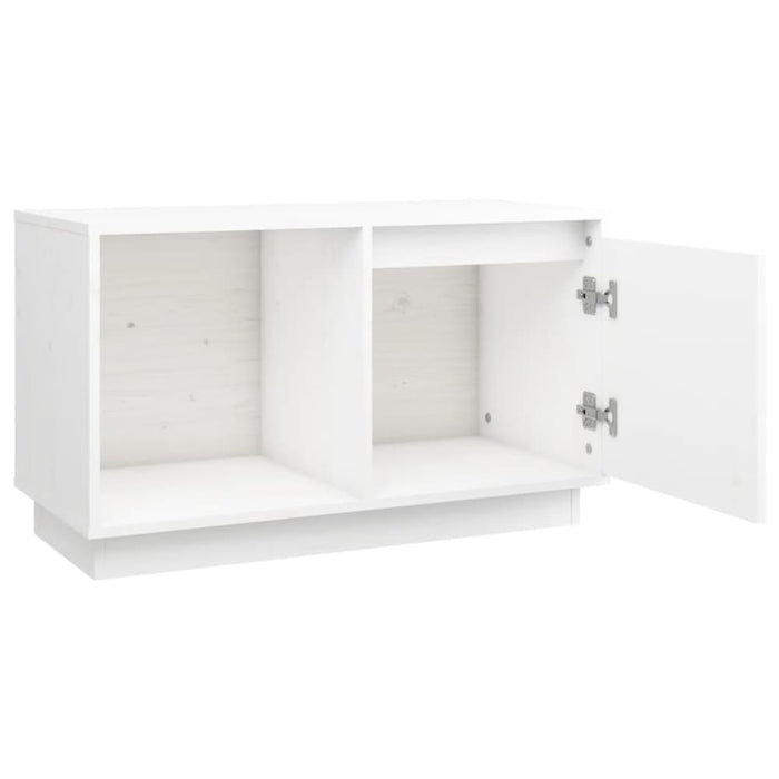 Tv Cabinet White 74x35x44 Cm Solid Wood Pine Noattp