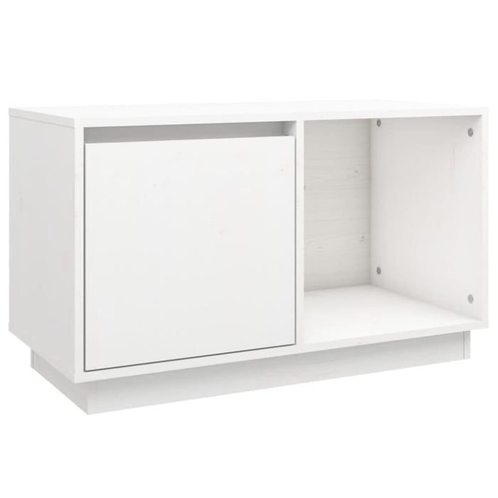 Tv Cabinet White 74x35x44 Cm Solid Wood Pine Noattp