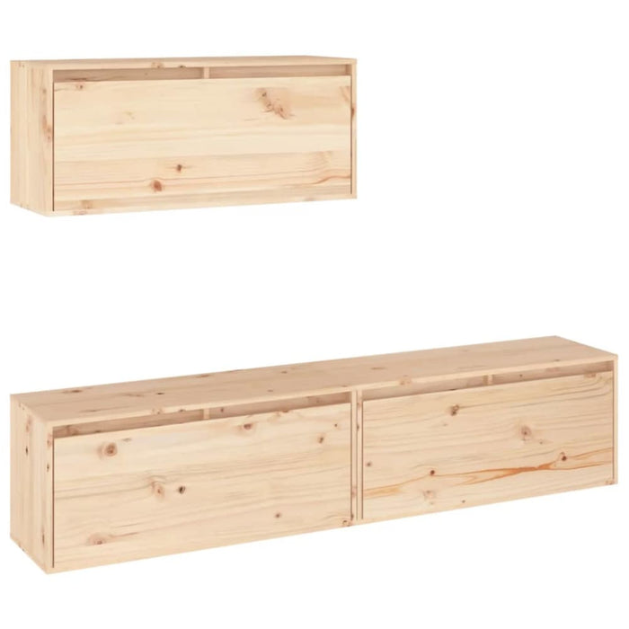 Tv Cabinets 3 Pcs Solid Wood Pine Tobbota