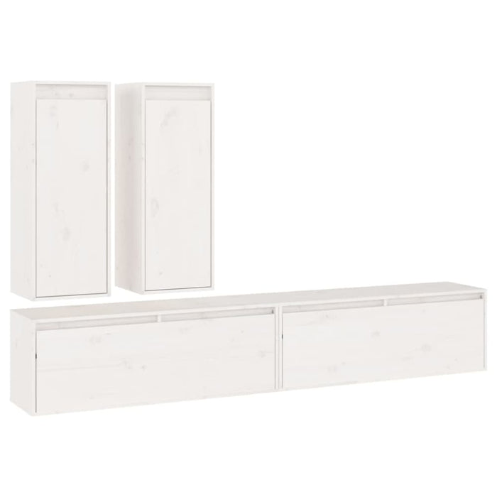 Tv Cabinets 4 Pcs White Solid Wood Pine Tobbonb