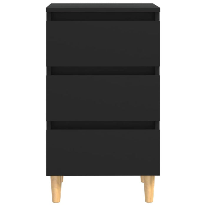 Bed Cabinets with Solid Wood Legs 2 Pcs Black 40x35x69 Cm