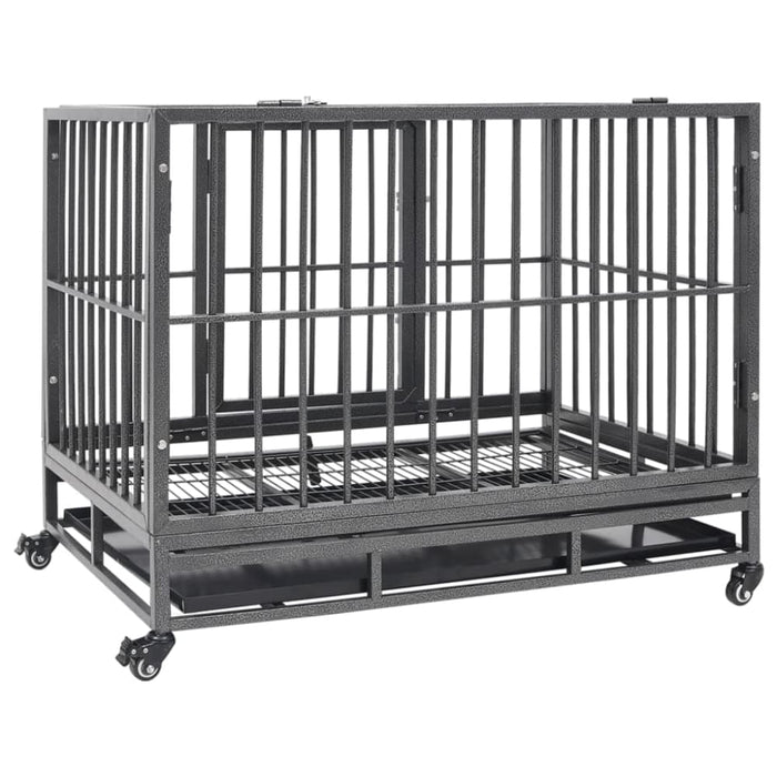 Dog Cage with Wheels Steel Oioako