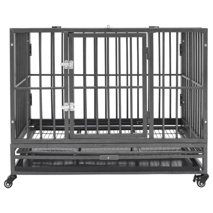 Dog Cage with Wheels Steel Oioako