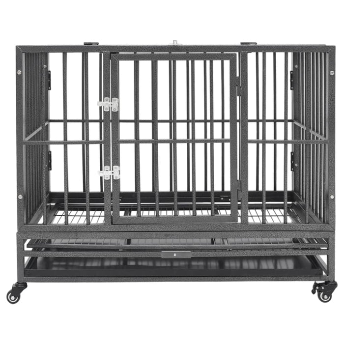 Dog Cage With Wheels Steel Oioakx