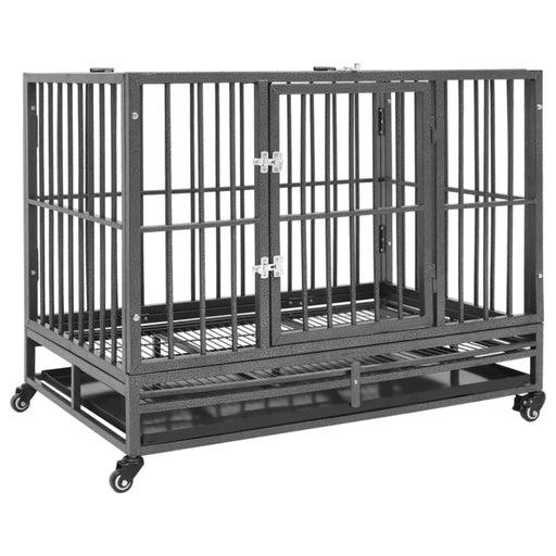 Dog Cage With Wheels Steel Oioakx