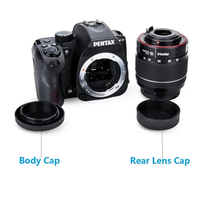 Pk Camera Front Body Cap + rear Lens Cap Cover for Pentax