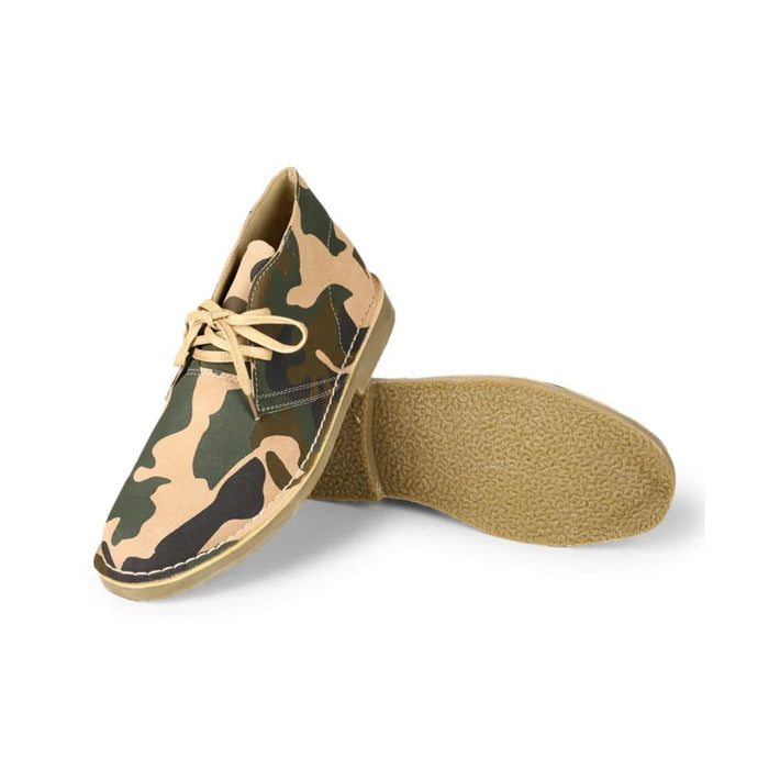 Camouflage Cow Suede Leather Men Desert Boots With Pigskin
