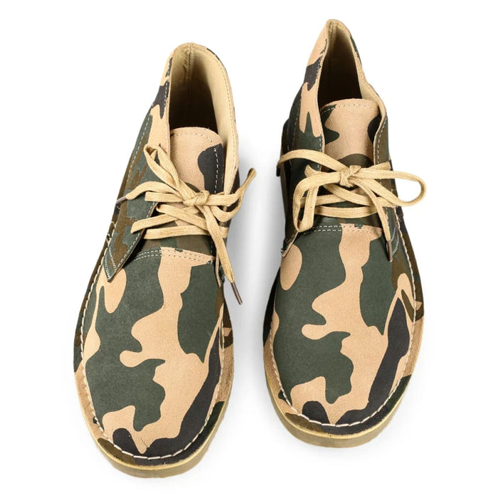Camouflage Cow Suede Leather Men Desert Boots With Pigskin