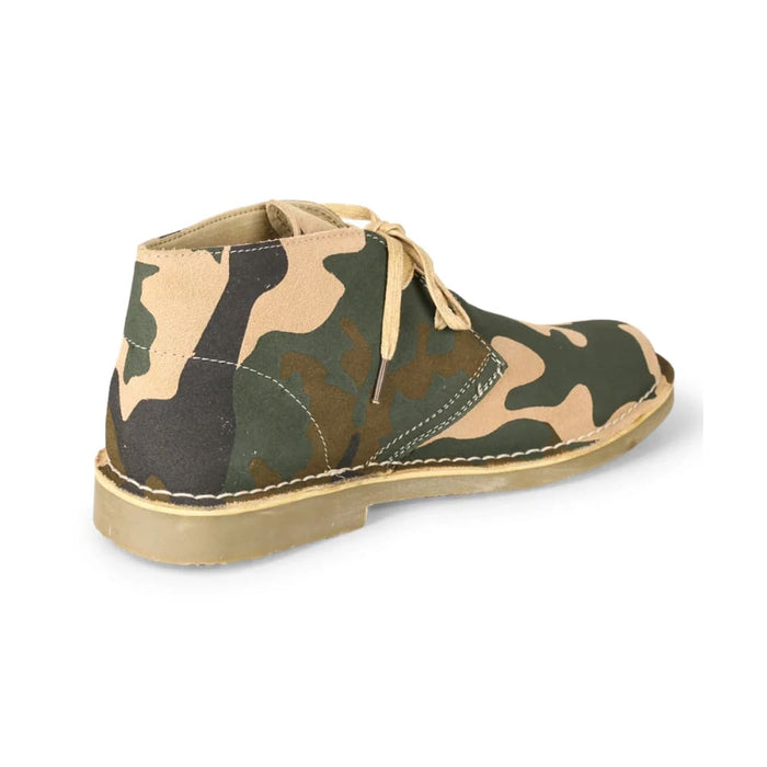 Camouflage Cow Suede Leather Men Desert Boots With Pigskin