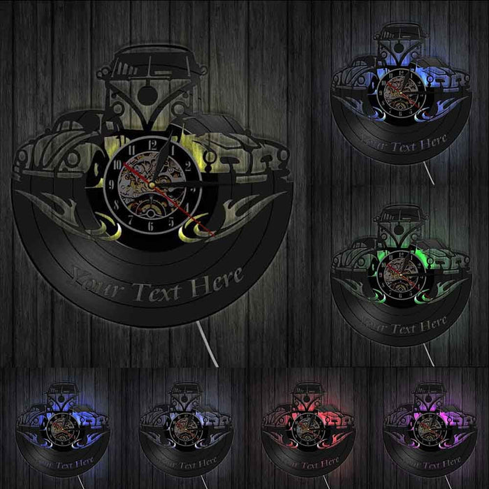 Camper Van Home Decor Led Vinyl Record Wall Clock