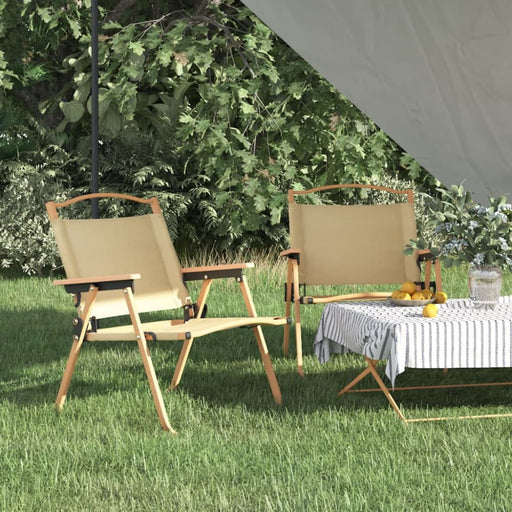 Camping Chairs 2 Pcs Beige 54x43x59 Cm Oxford Fabric Tokano