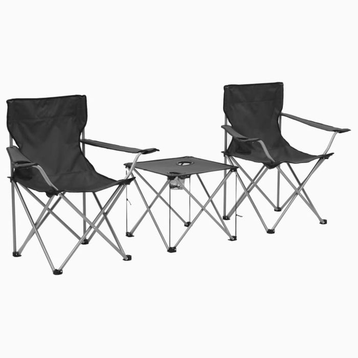 Camping Table and Chair Set 3 Pieces Grey Aatna