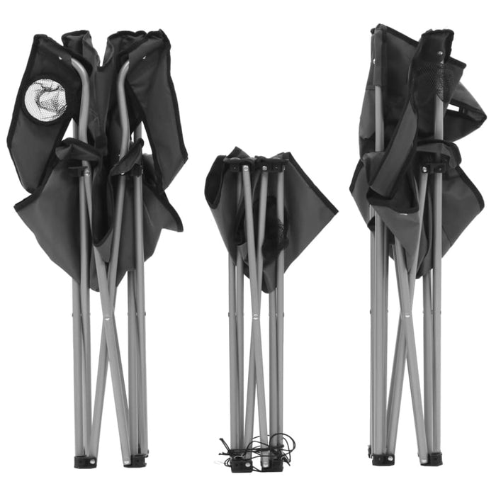 Camping Table and Chair Set 3 Pieces Grey Aatna