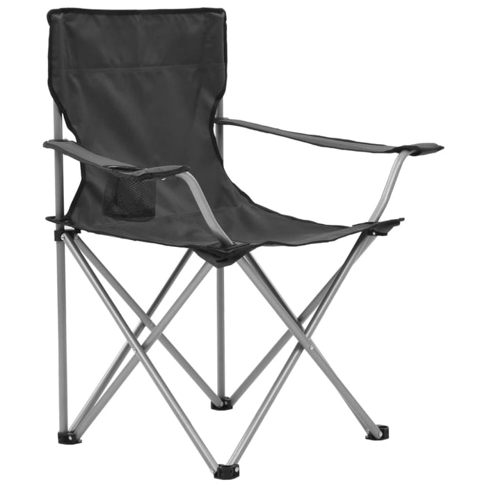 Camping Table and Chair Set 3 Pieces Grey Aatna