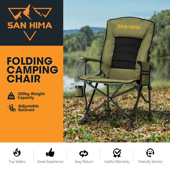 4 Pack Green Folding Camping Chair Outdoor Portable Thick Padding Recliner Reclining