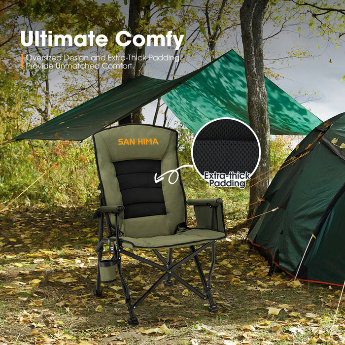 Folding Camping Chair Outdoor Portable Thick Padding Recliner Green