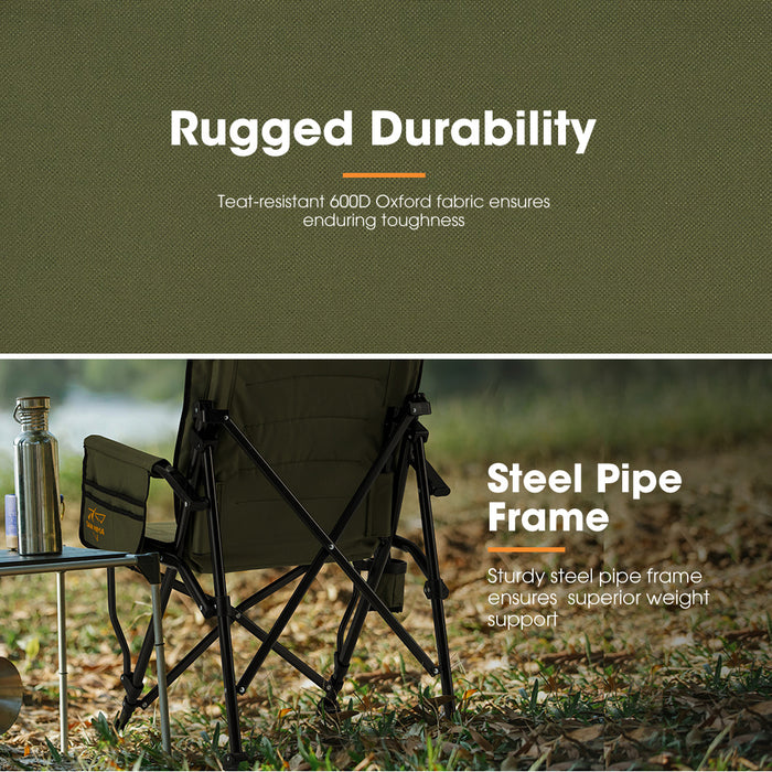 4 Pack Green Folding Camping Chair Outdoor Portable Thick Padding Recliner Reclining