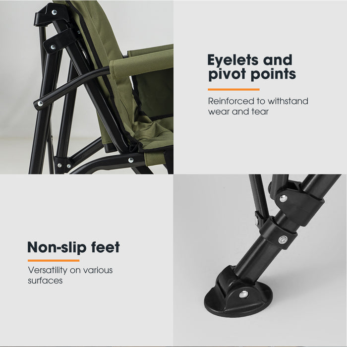 4 Pack Green Folding Camping Chair Outdoor Portable Thick Padding Recliner Reclining