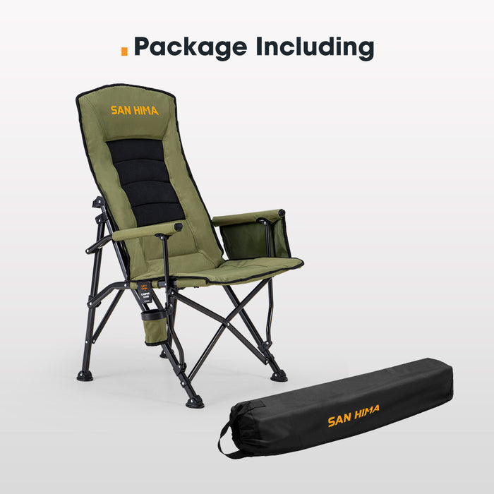 Folding Camping Chair Outdoor Portable Thick Padding Recliner Green