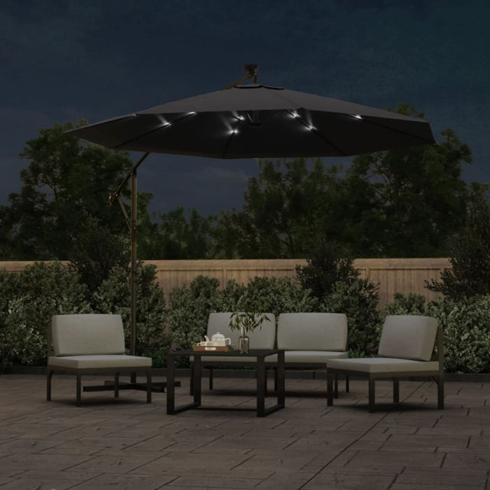 Cantilever Umbrella With Led Lights And Steel Pole 300 Cm