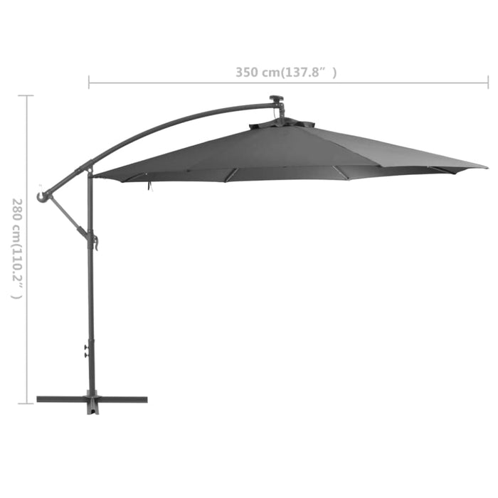 Cantilever Umbrella With Led Lights And Metal Pole 350 Cm