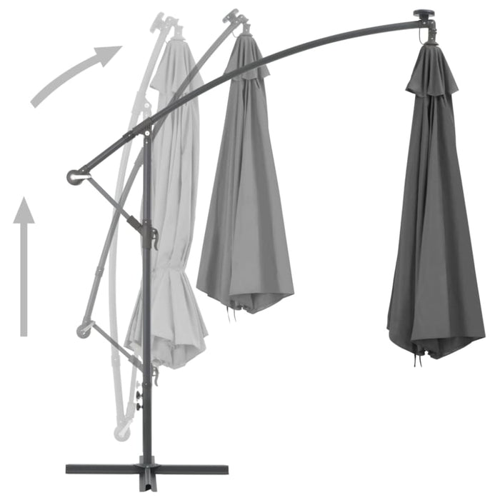 Cantilever Umbrella With Led Lights And Metal Pole 350 Cm