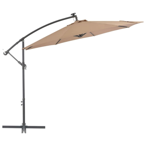 Cantilever Umbrella With Led Lights And Steel Pole 300 Cm