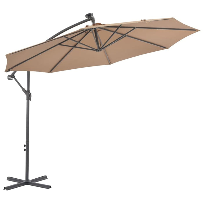Cantilever Umbrella With Led Lights And Steel Pole 300 Cm
