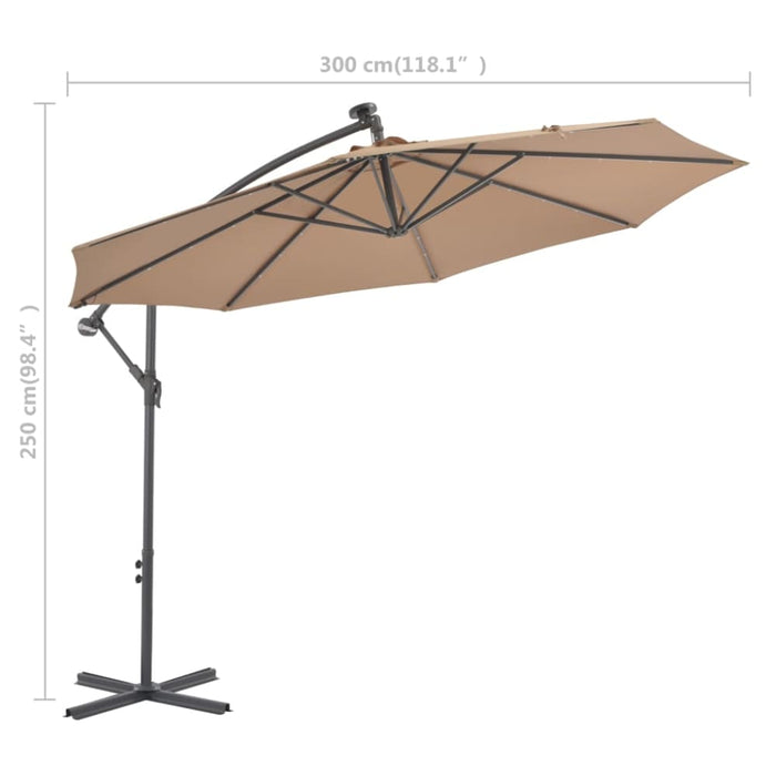 Cantilever Umbrella With Led Lights And Steel Pole 300 Cm
