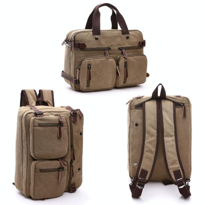 Canvas Three Purpose Business Briefcase Computer Bag
