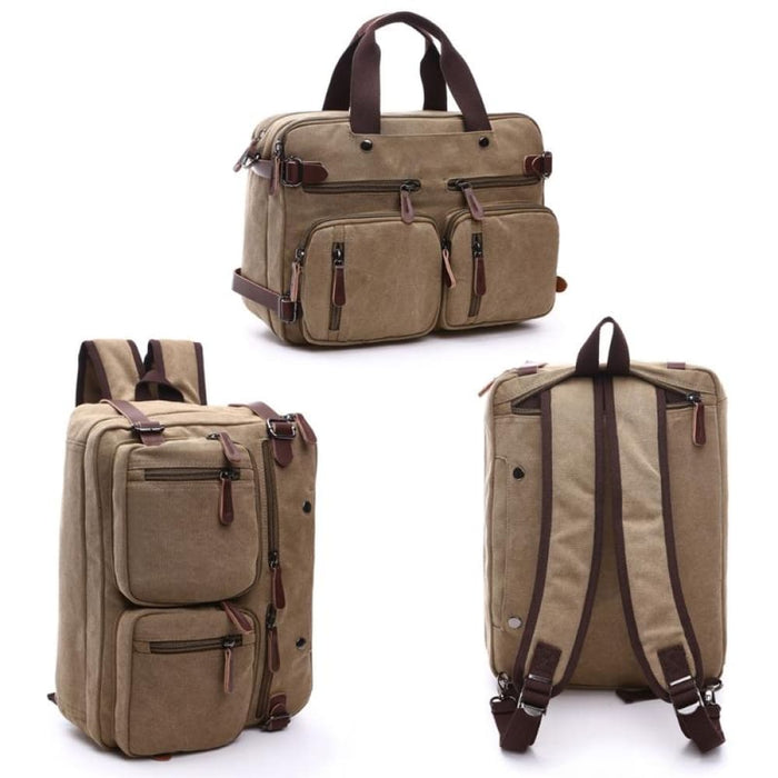 Canvas Three Purpose Business Briefcase Computer Bag