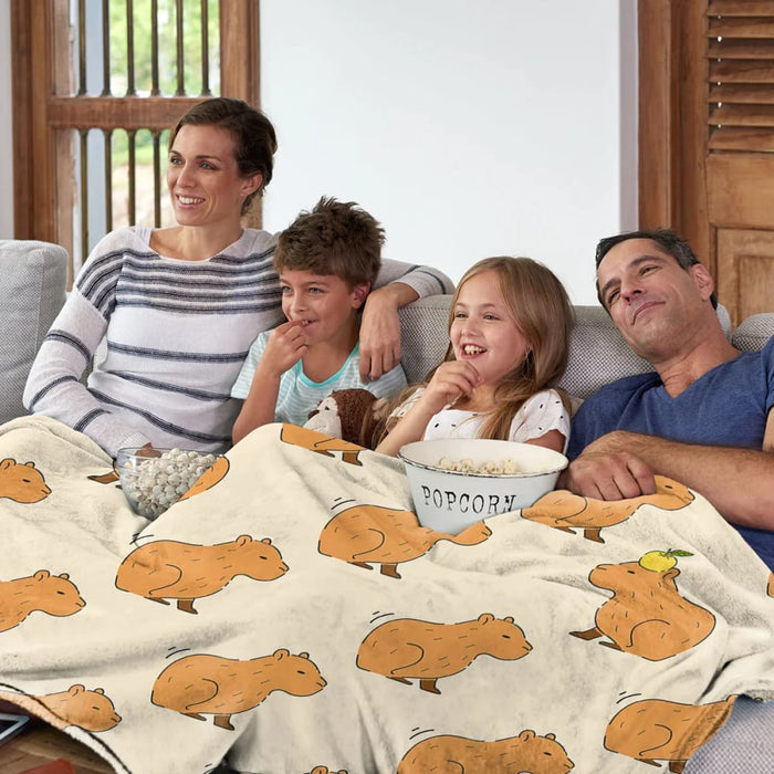 Capybara Throw Blanket Soft Plush Fleece for Sofa Couch