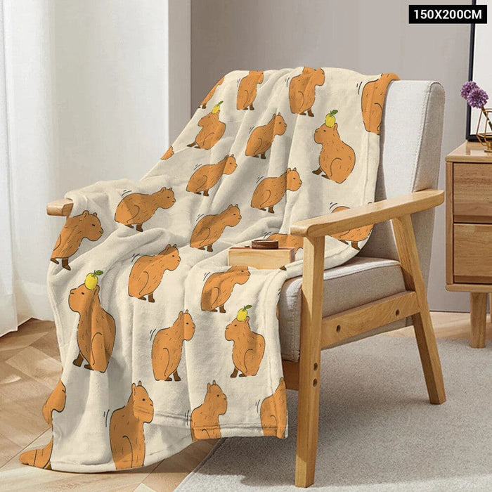 Capybara Throw Blanket Soft Plush Fleece for Sofa Couch