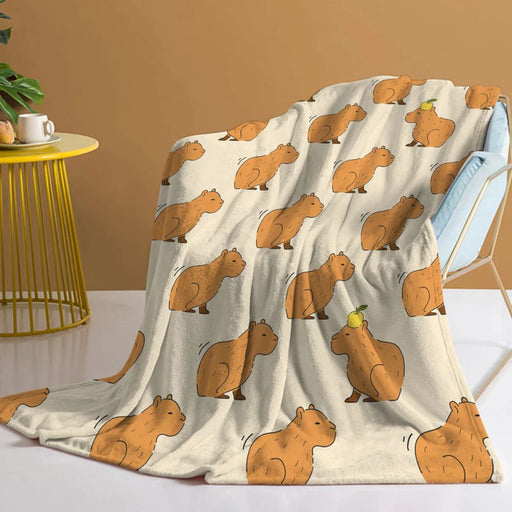 Capybara Throw Blanket Soft Plush Fleece For Sofa Couch