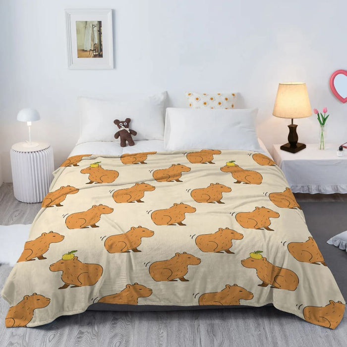 Capybara Throw Blanket Soft Plush Fleece for Sofa Couch