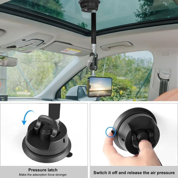 Car Suction Cup Arm Mount Phone Tablet Magnetic Holder