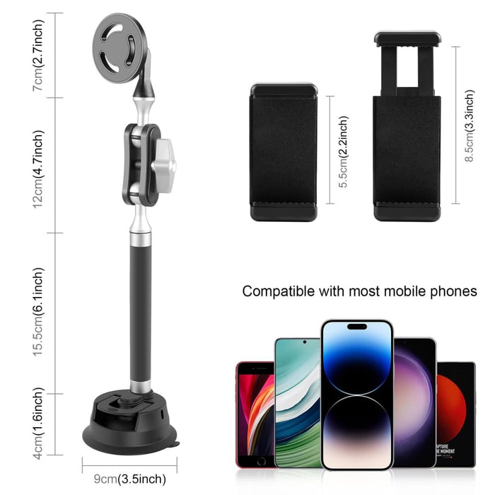 Car Suction Cup Arm Mount Phone Tablet Magnetic Holder